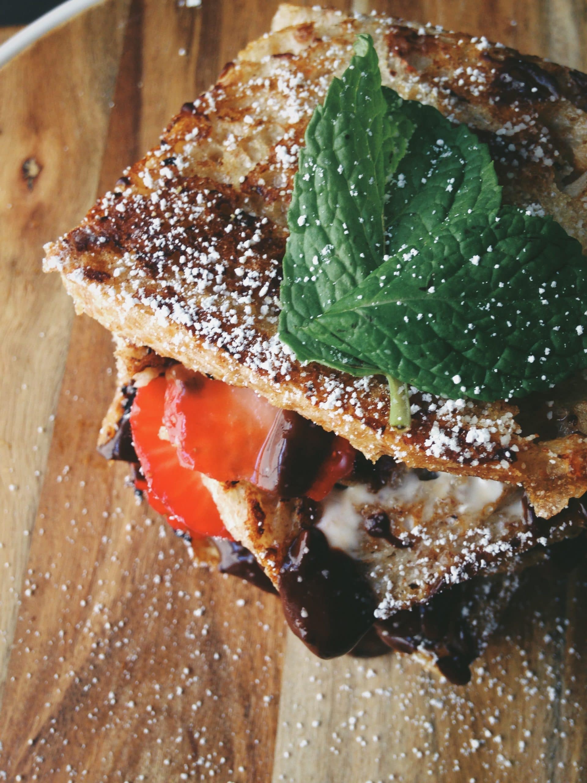 French Toast Stack with chocolate covered strawberries