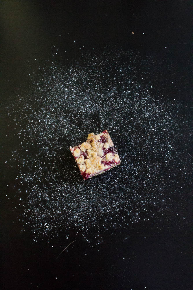 one square of red current crumble cake