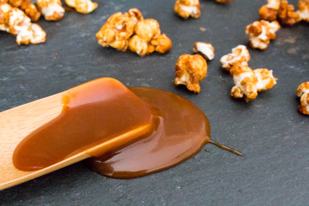 A spoonful of salted caramel sauce