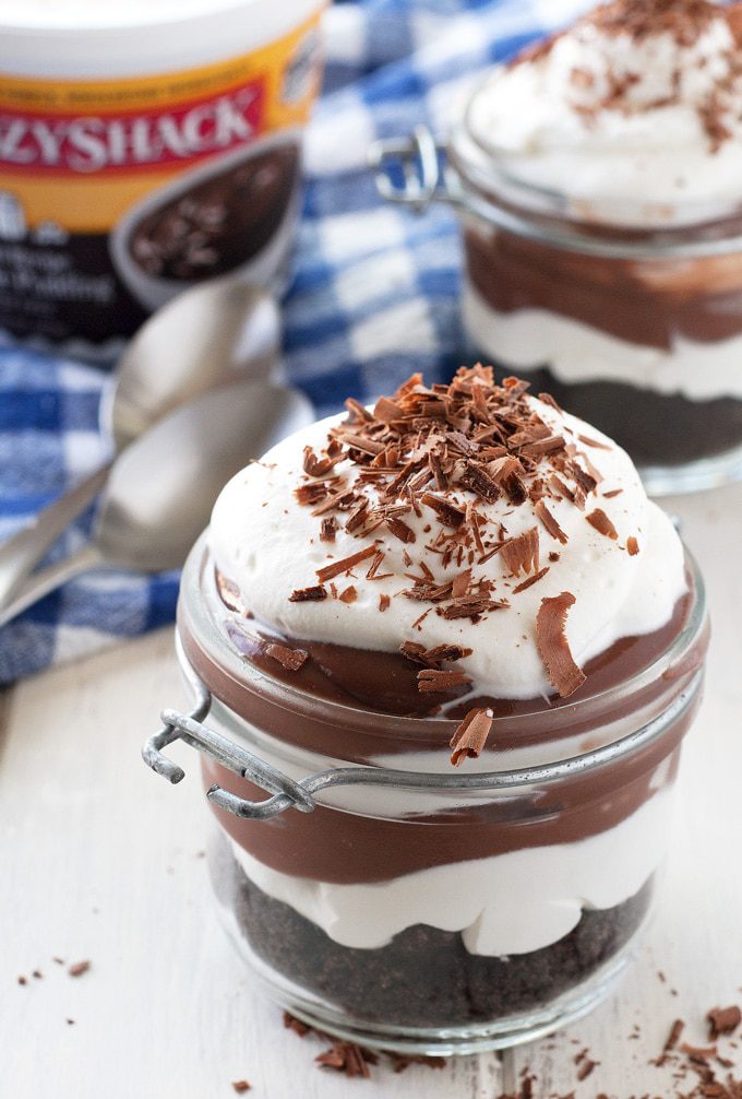 chocolate pudding pie in a jar | ahappyfooddance.com