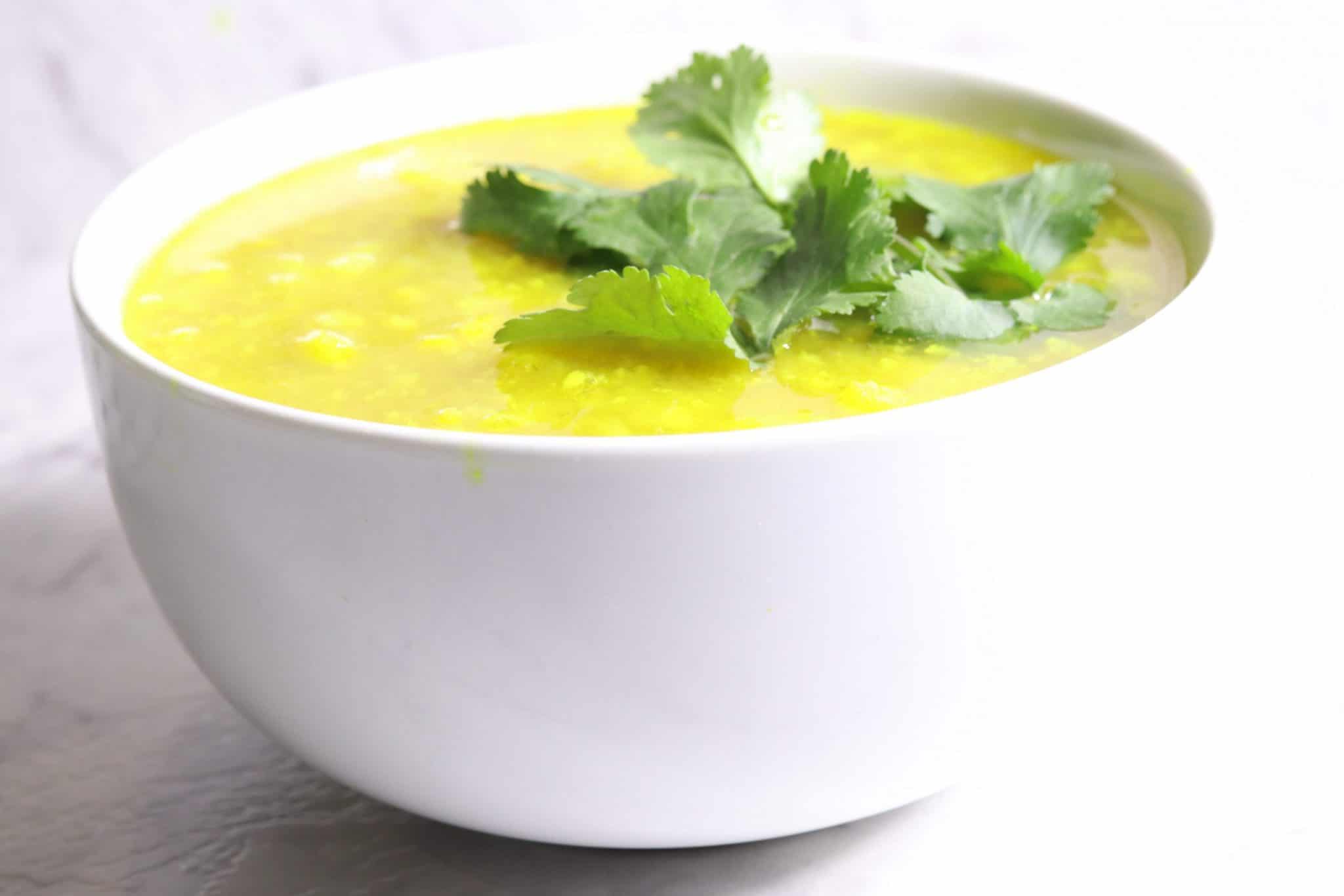 Cauliflower and Turmeric Vegan Soup with Coriander