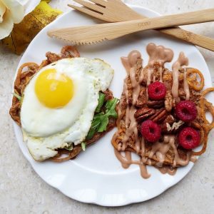 Spiralized Sweet Potato Waffles