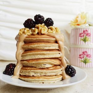 Gingerbread Lucuma Grain Free Pancakes [w/ a Caramel Coconut Tahini Ganache]