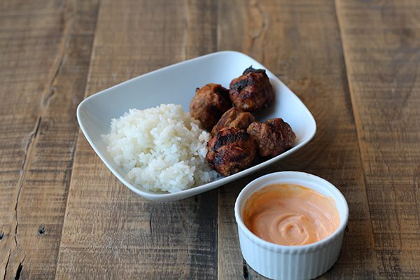 Gluten Free Japanese Meatballs & Sriracha Dipping Sauce