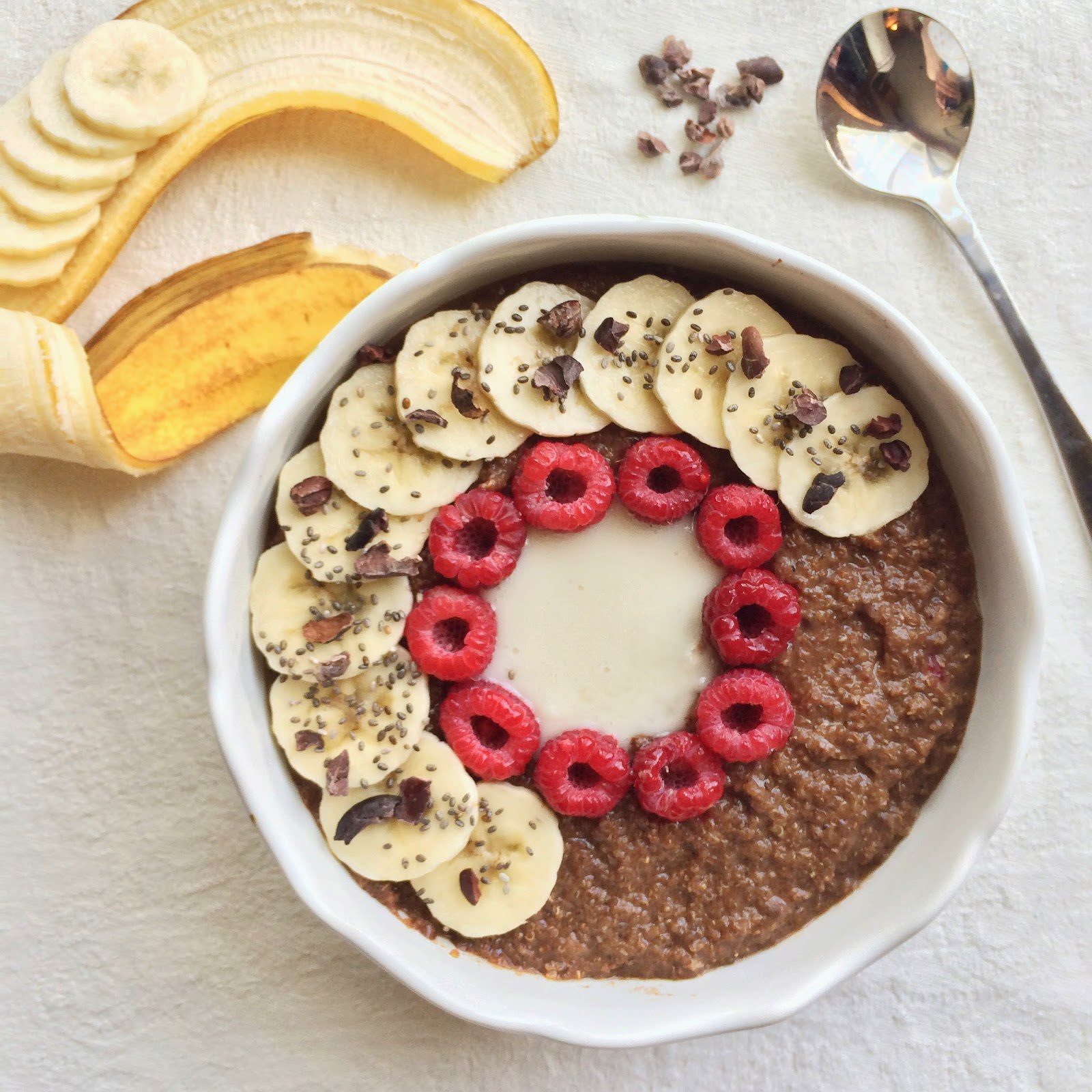 Chocolate Fudge Raspberry Popped Amaranth Porridge