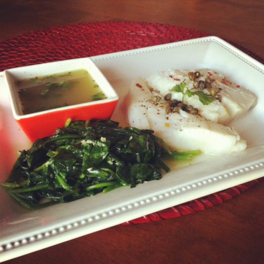 White Fish And Spinach With Lemon-Caper Sauce