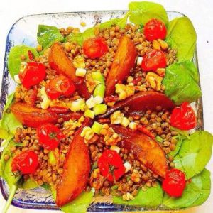 Caramelised Pear, Walnut And Lentil Salad