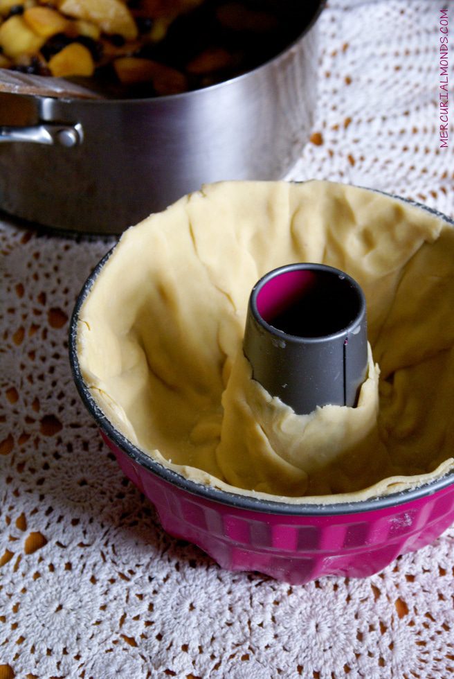 Line a bundt tin with pastry