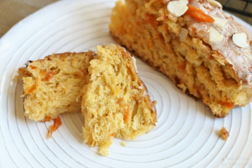 Apricot Oat Casserole Bread with Sweet Vanilla Glaze | A Salad For All Seasons