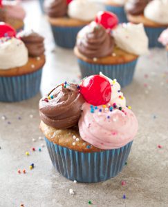 Banana Split Cupcakes