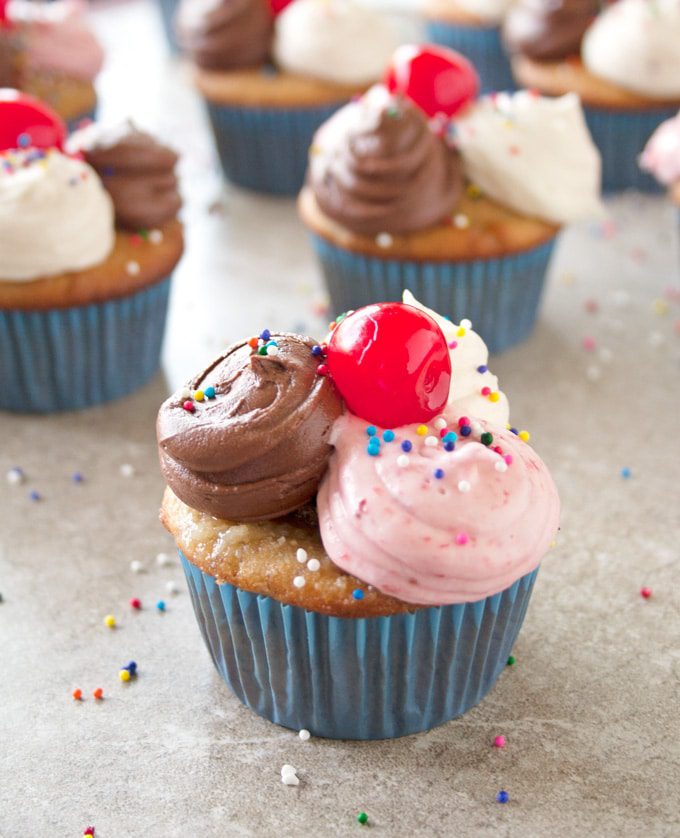 Banana Split Cupcakes