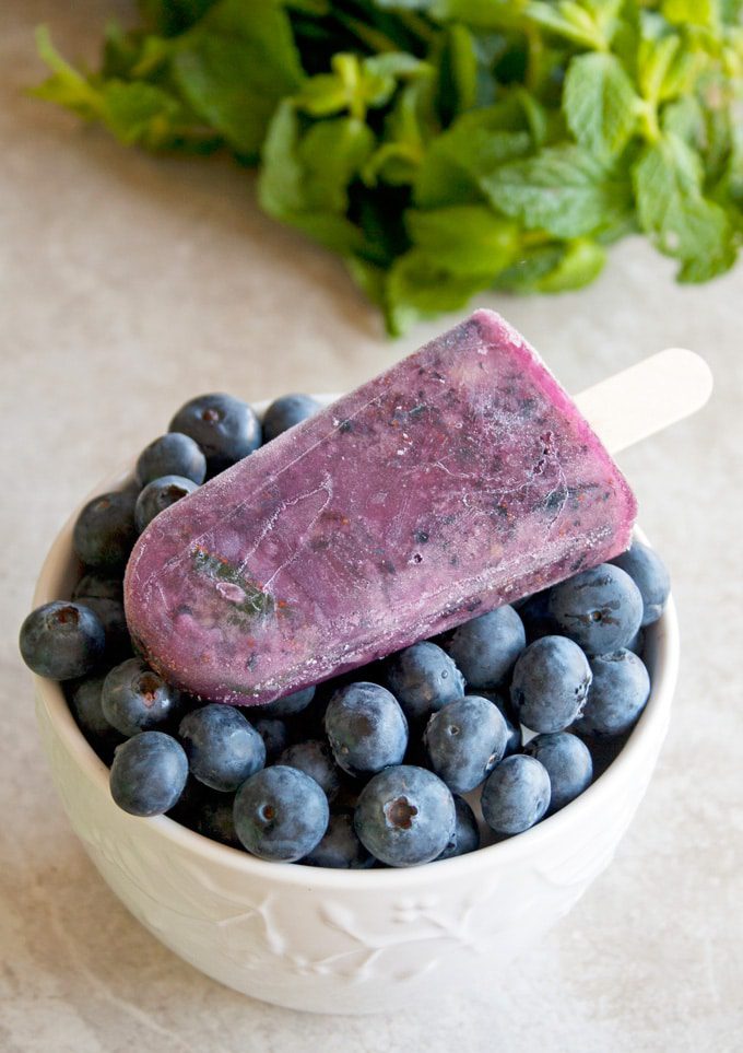 Blueberry Mint Coconut Water Paleo Popsicles