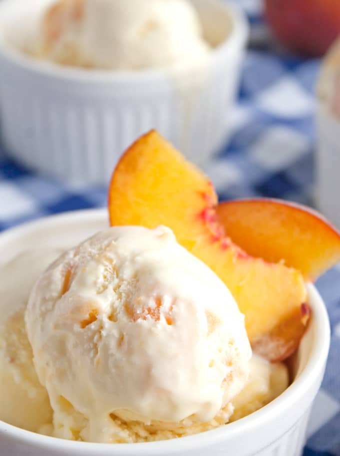 Homemade Peach Ice Cream | A Happy Food Dance #IceCream #Peaches