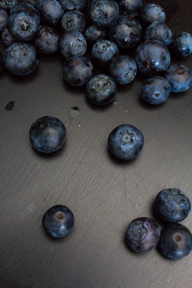 Blueberries on black background