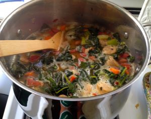 Gluten Free & Dairy Free Three Bean Kale And Chicken Sausage Soup