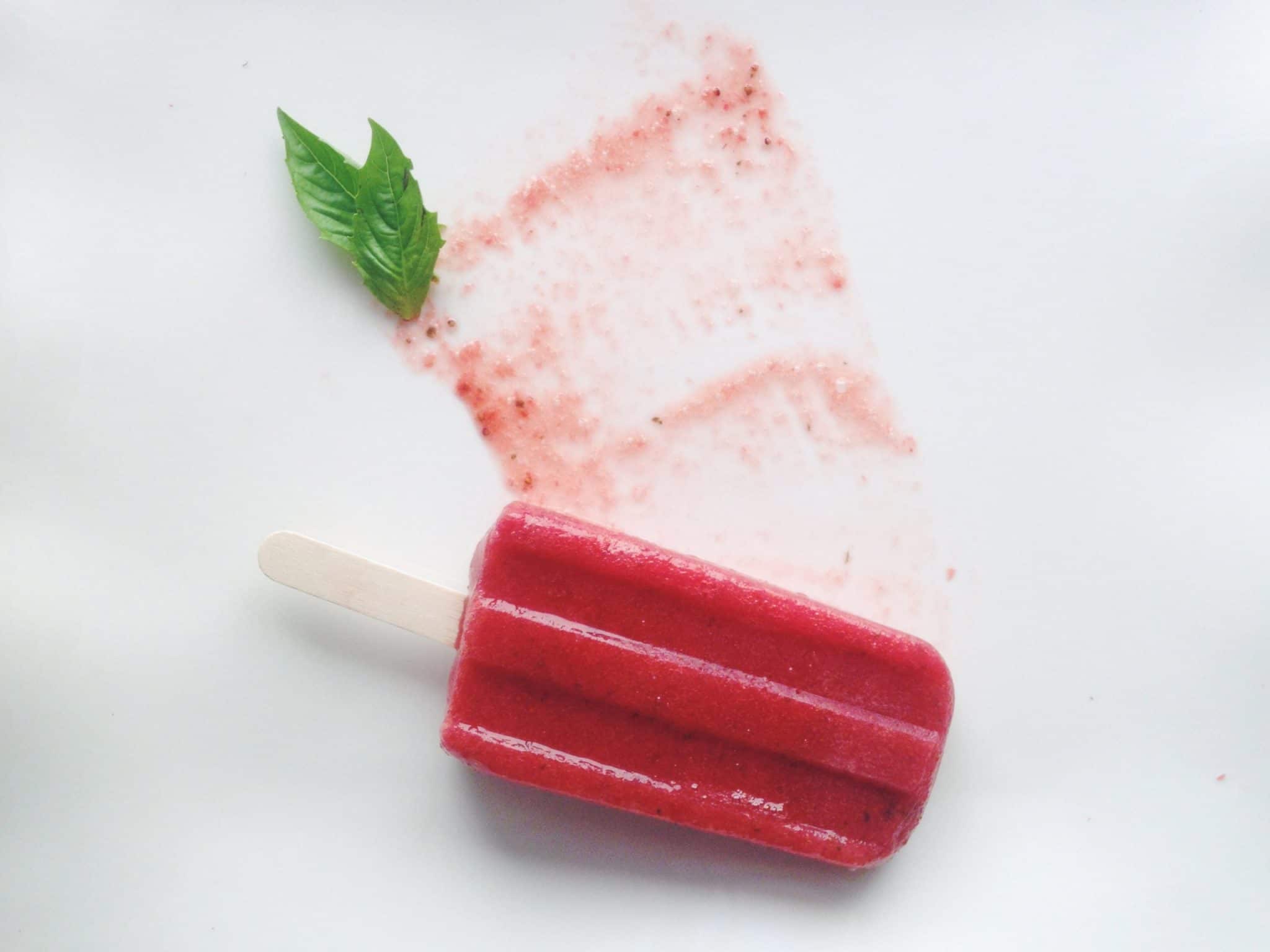 Strawberry+Basil Popsicle