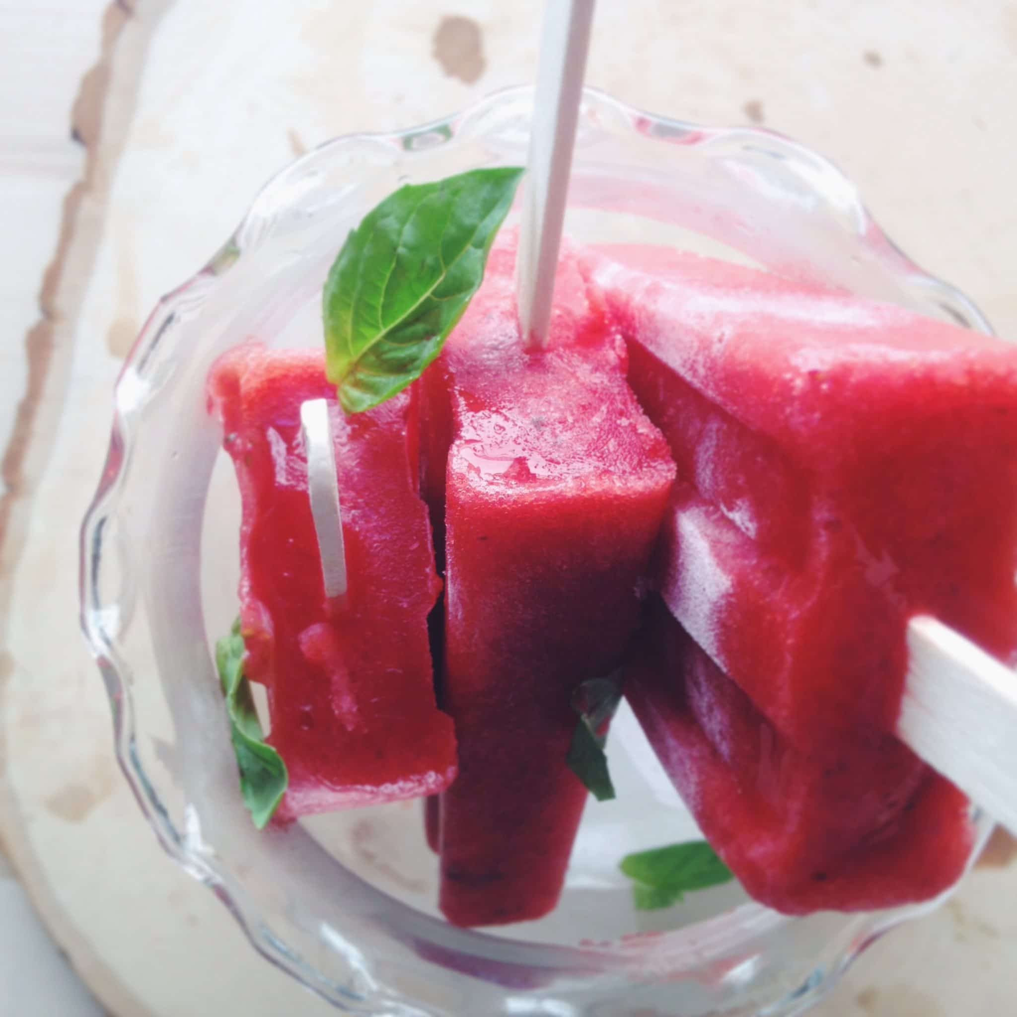 Strawberry+Basil Popsicle