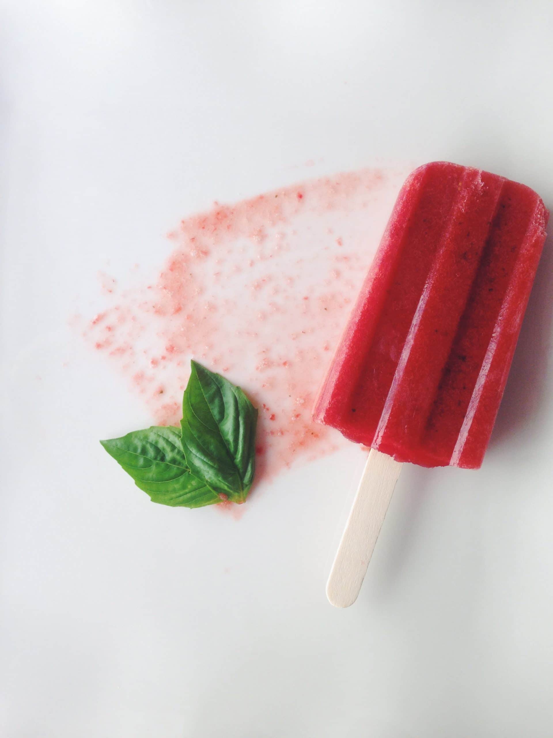 Strawberry+Basil Popsicle