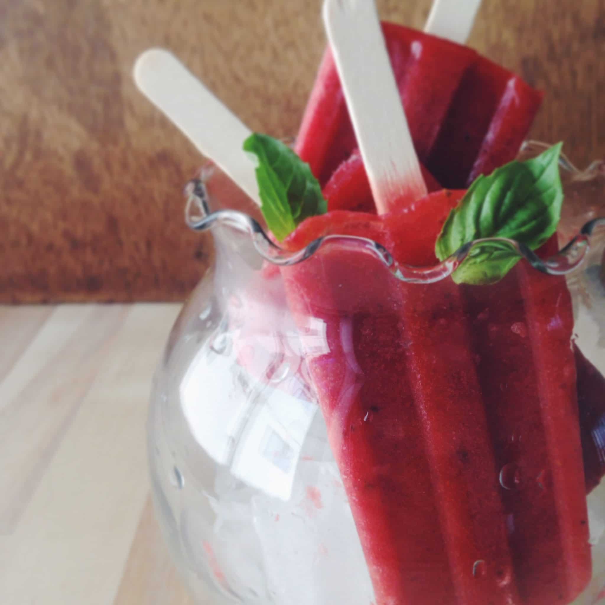 Strawberry+Basil Popsicle