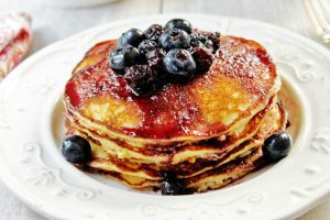 Lemon Ricotta Pancakes With Blueberry Maple Syrup