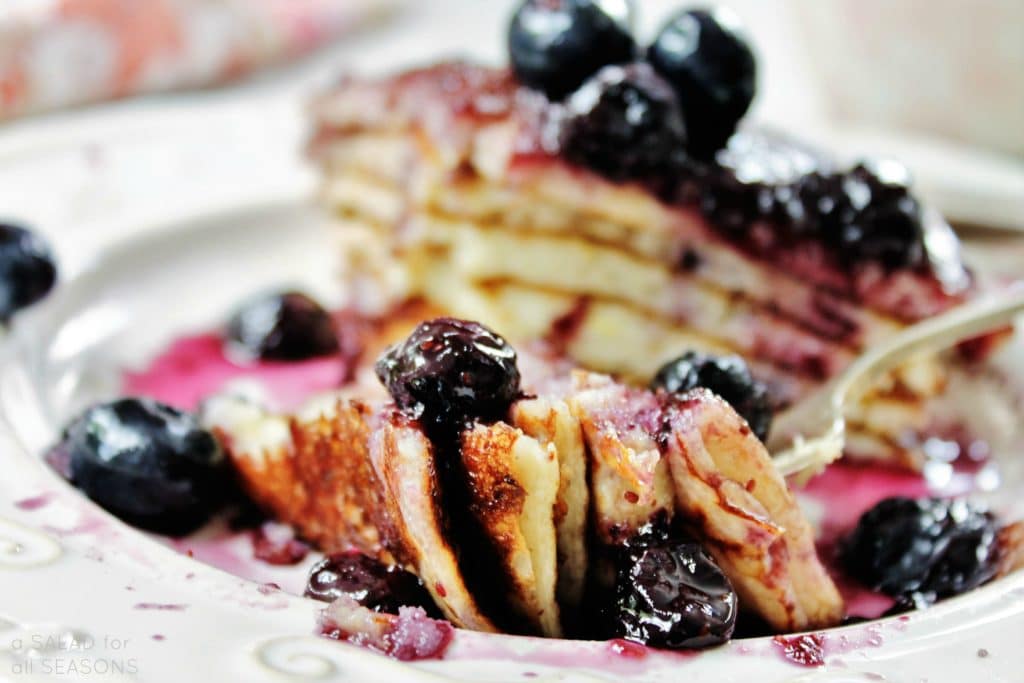 Lemon Ricotta Pancakes with Blueberry Maple Syrup | A Salad For All Seasons