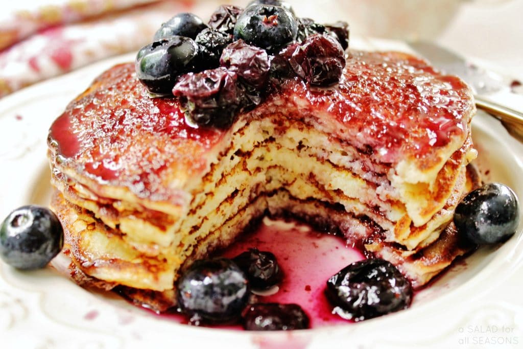 Lemon Ricotta Pancakes with Blueberry Maple Syrup | A Salad For All Seasons