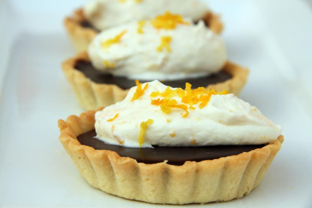 Chocolate Ganache Tartlets With Orange Cream