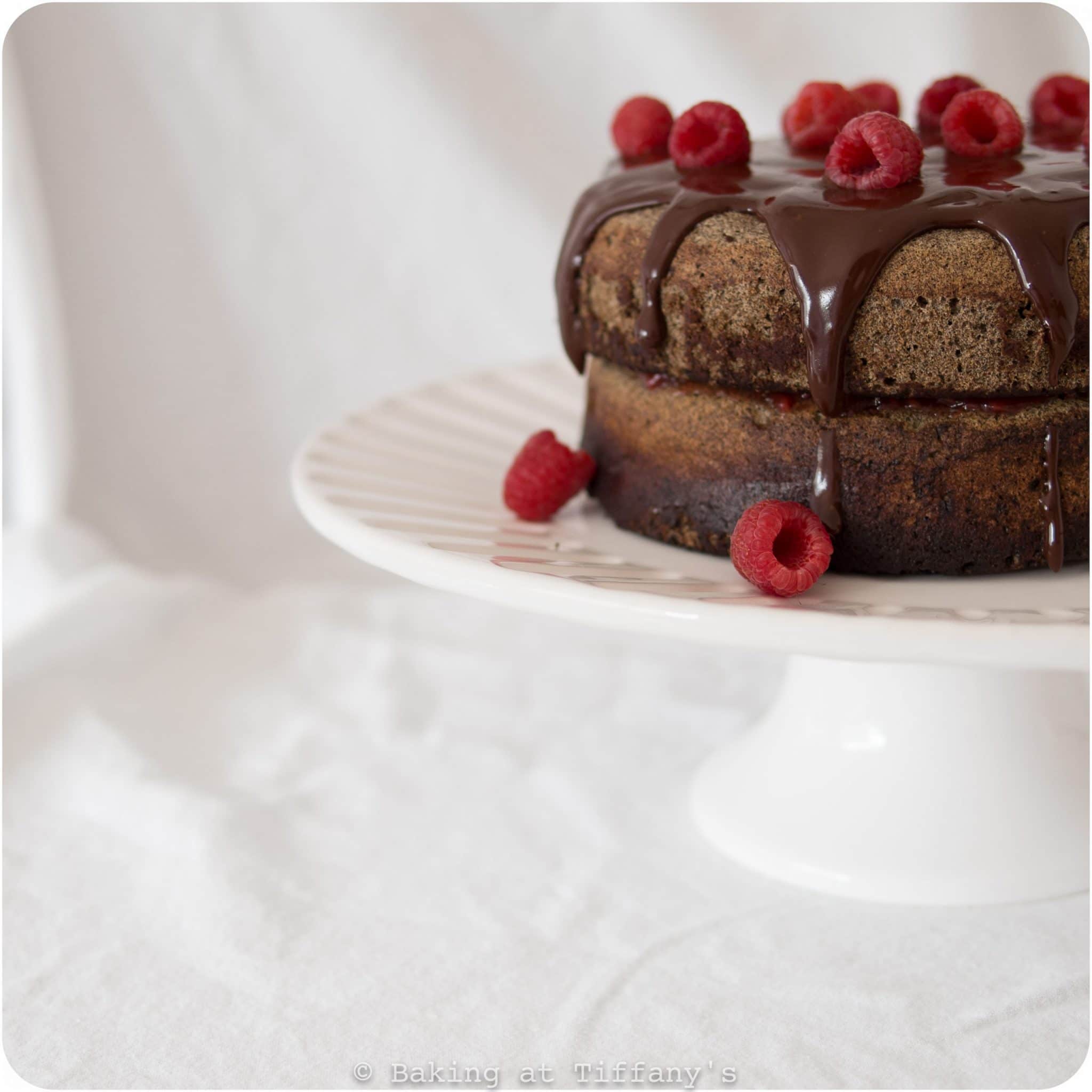{Chocolate Raspberry Buckwheat Chiffon Cake}