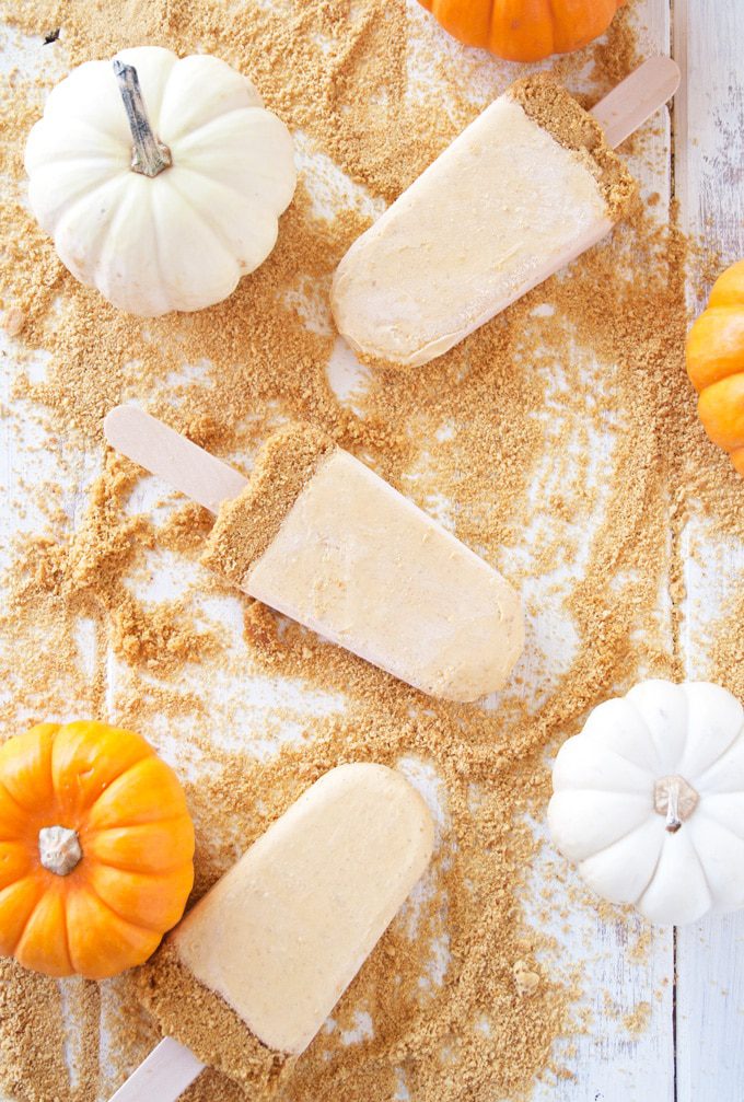 Pumpkin Cheesecake Popsicles with Graham Cracker Crust