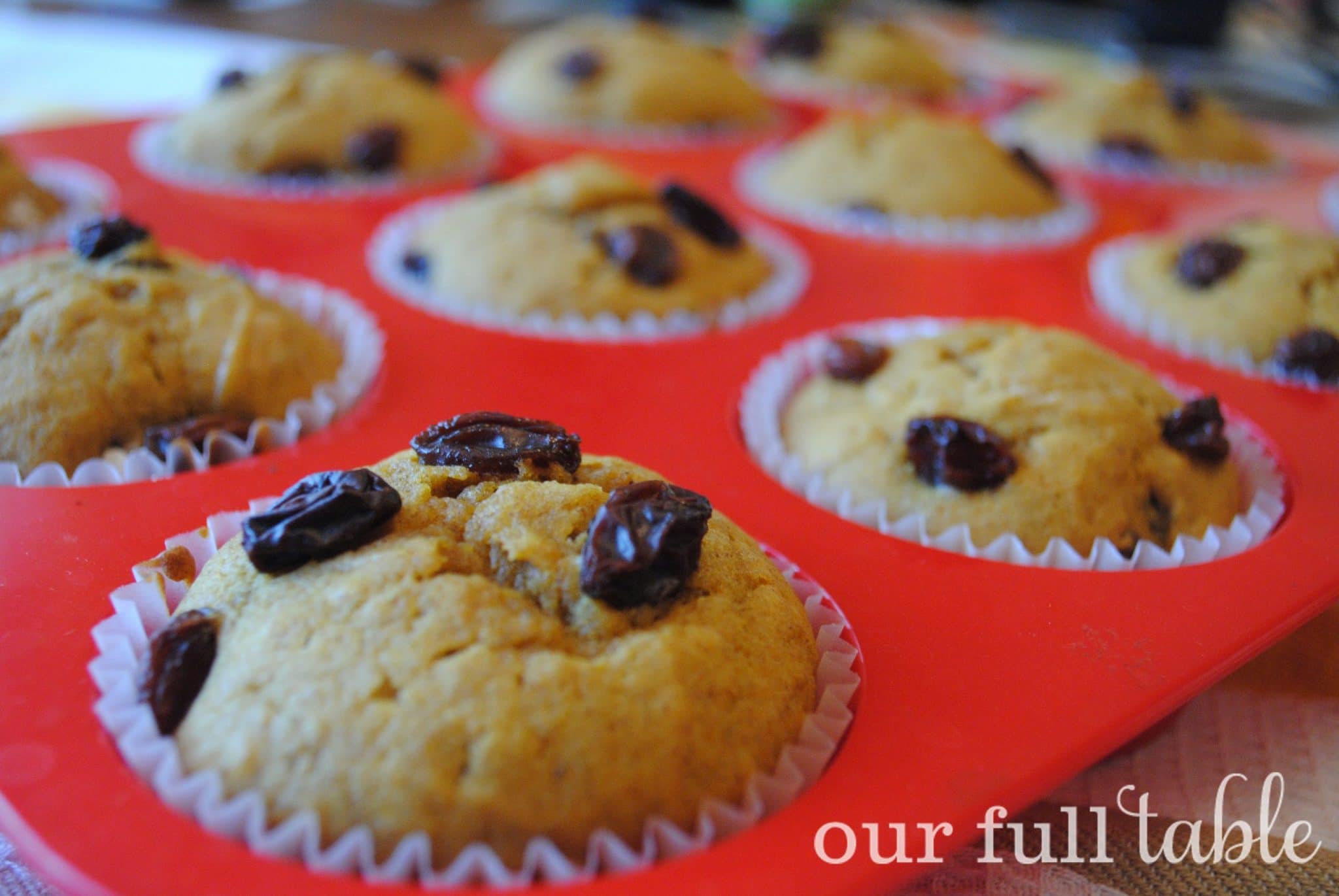 Pumpkin Raisin Muffins | www.ourfulltable.com