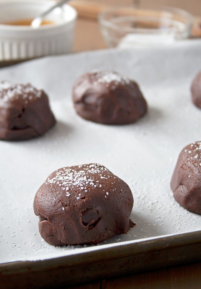 Triple Chocolate and Salted Caramel Cookies