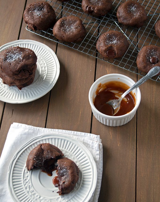 Triple Chocolate and Salted Caramel Cookies