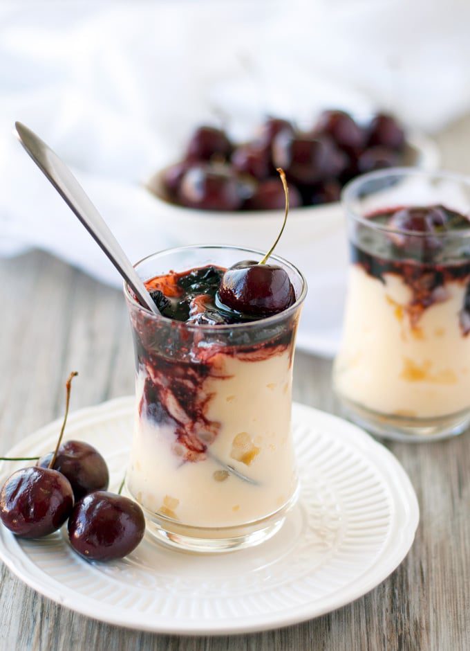 balsamic cherry tapioca parfaits | ahappyfooddance.com