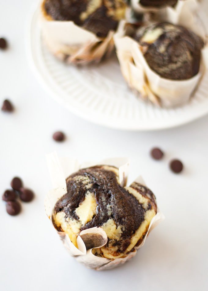 Chocolate Muffins With Greek Yogurt Swirls