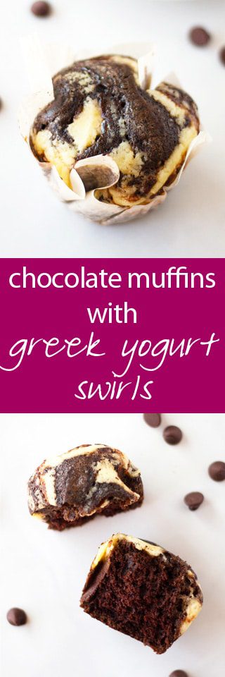 chocolate muffins with greek yogurt swirls | ahappyfooddance.com