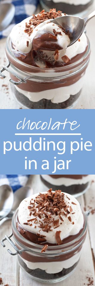 chocolate pudding pie in a jar | ahappyfooddance.com