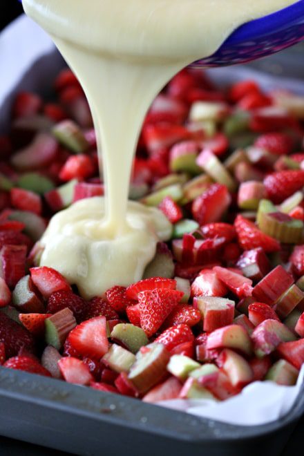 Rhubarb Straberries and Custard