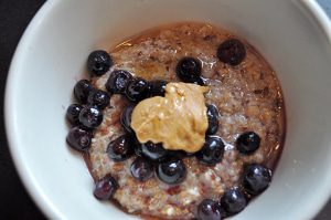 Hot Cereal with Blueberries and Peanut Butter