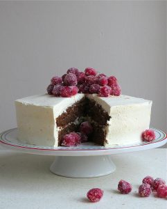 Ginger Cake With Orange Cream And Frosted Cranberries