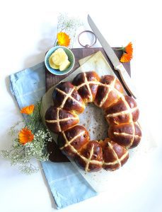 Apple Hot Cross Buns With Spiced Butter