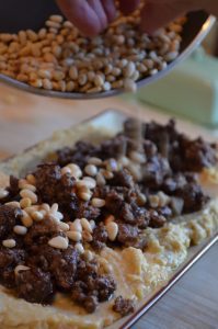 Hummus B' Lahme : Hummus With Minced Meat And Pinenuts