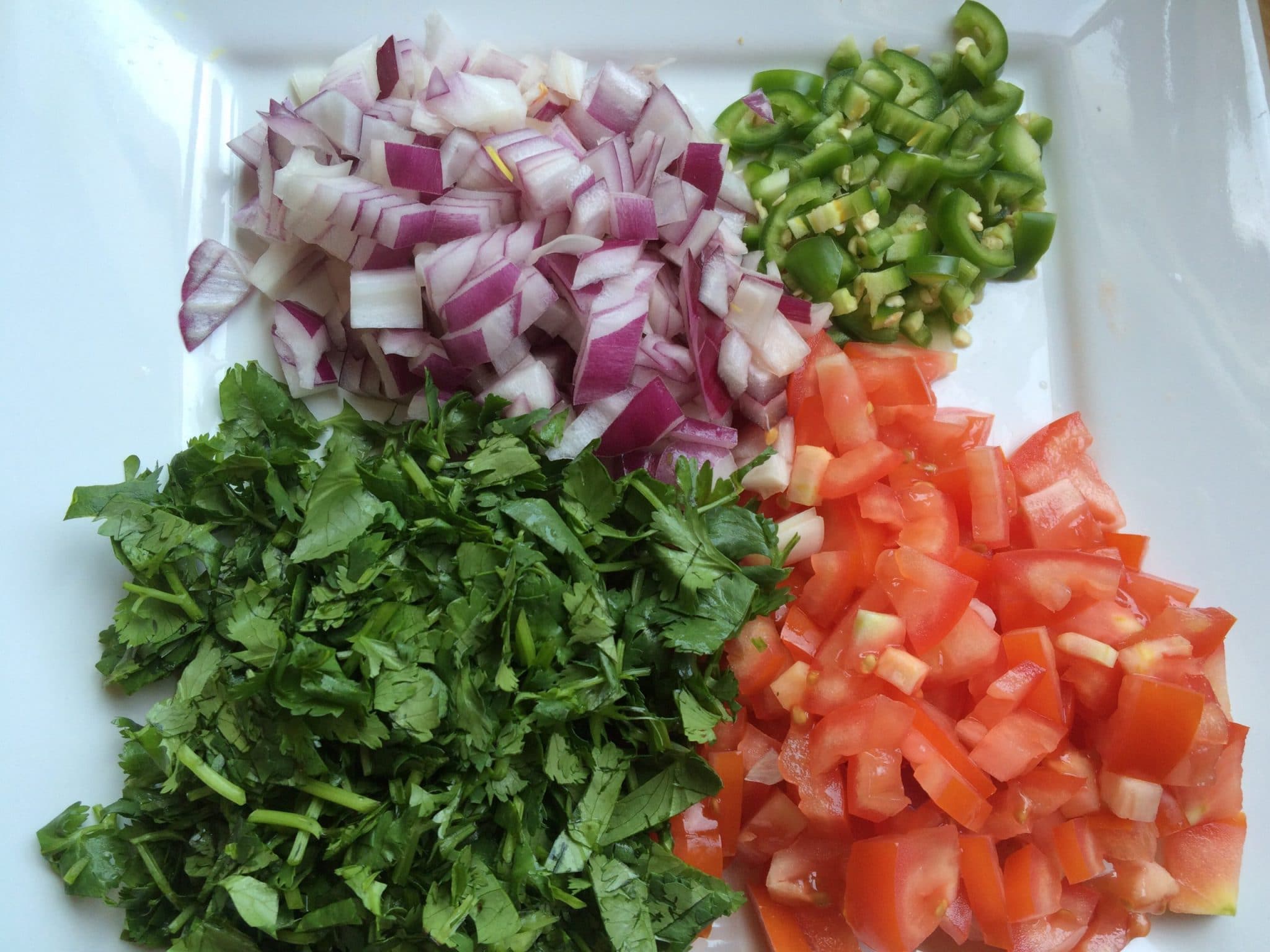 Diced veggies for guacamole