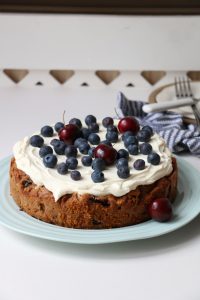 Apple Cherry And Rye Cake With Honey Mascarpone