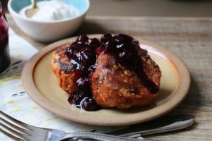 French Toast With Blueberry Compote And Whipped Ricotta