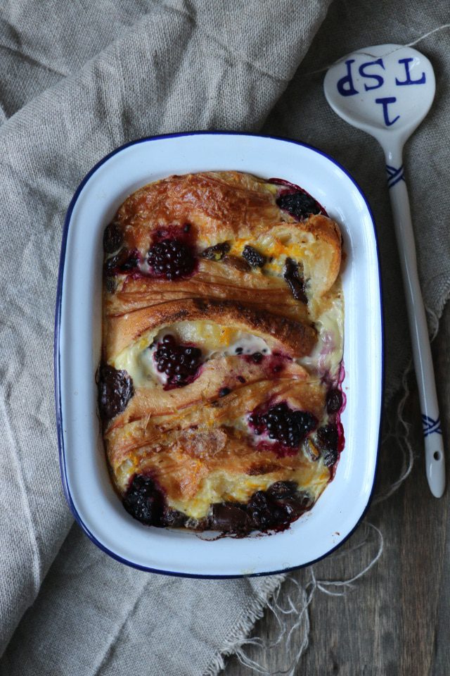 Blackberry, Orange And Chocolate Bread Pudding For One