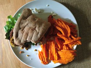 Lentil Chickpea Burgers With Tzaziki On Naan