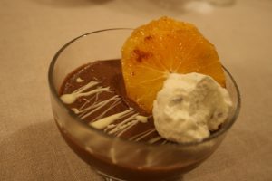 Chocolate Mousse With Baked Oranges And Pistachio Cream