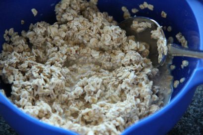 Rolled oats, soaked in soy milk  