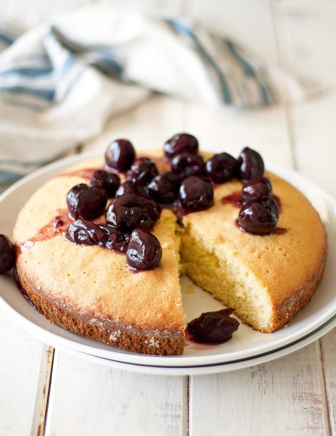 Olive Oil Cake With Black Cherry Compote