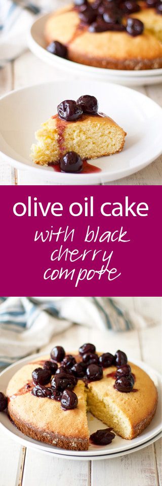 olive oil cake with black cherry compote | ahappyfooddance.com